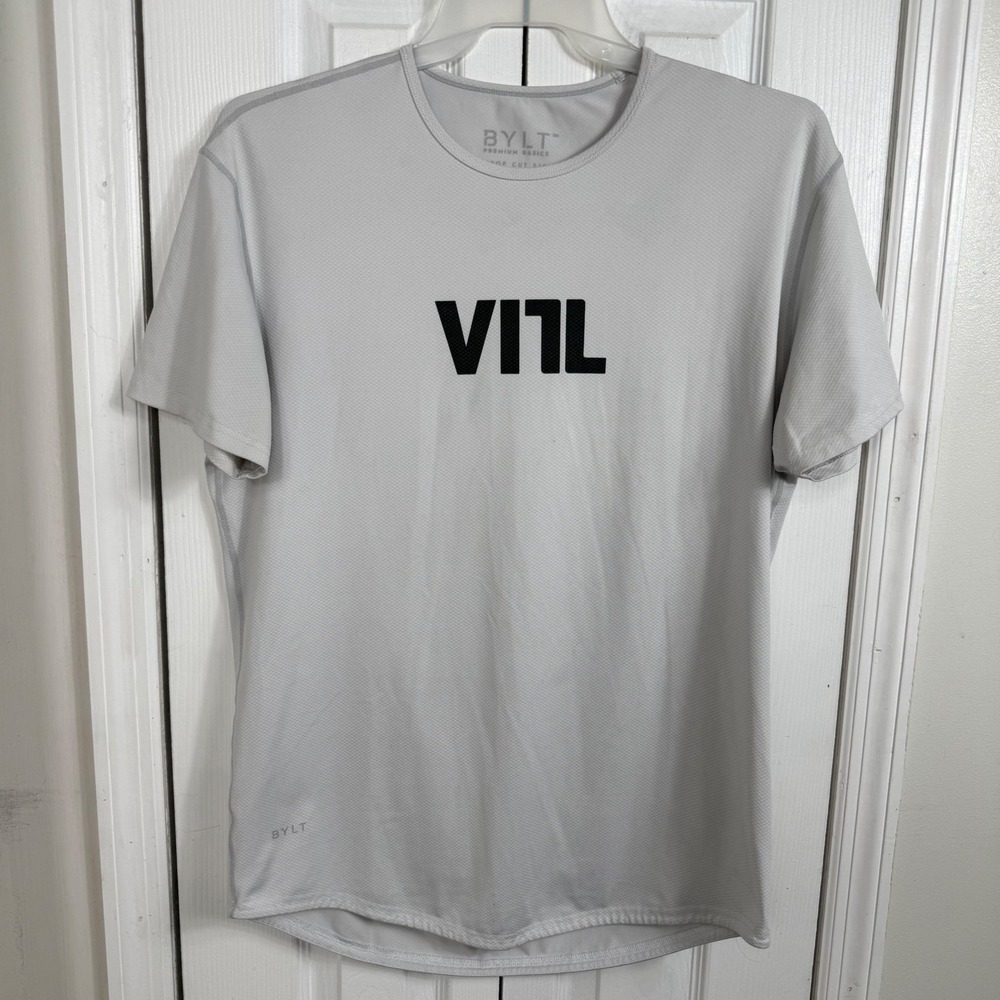 BYLT Premium Drop Cut Performance Tee Large Gray Minimalist Athleisure Shirt